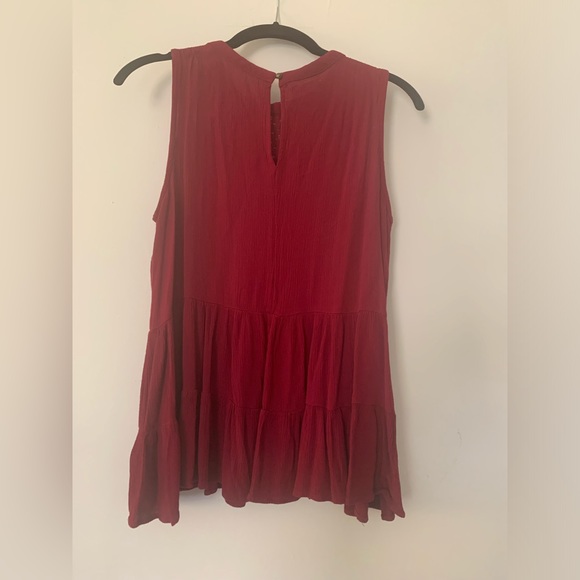 Maurices Flowy Rayon Red Lace Detail Tank Top Scoop Neck Detail - Picture 3 of 10